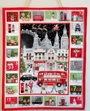 London Themed Advent Christmas Fabric Panel 100% Premium Cotton Fabric 24" x 44"