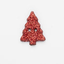 Glitter Christmas Tree Buttons Size 20mm x 15mm - Red